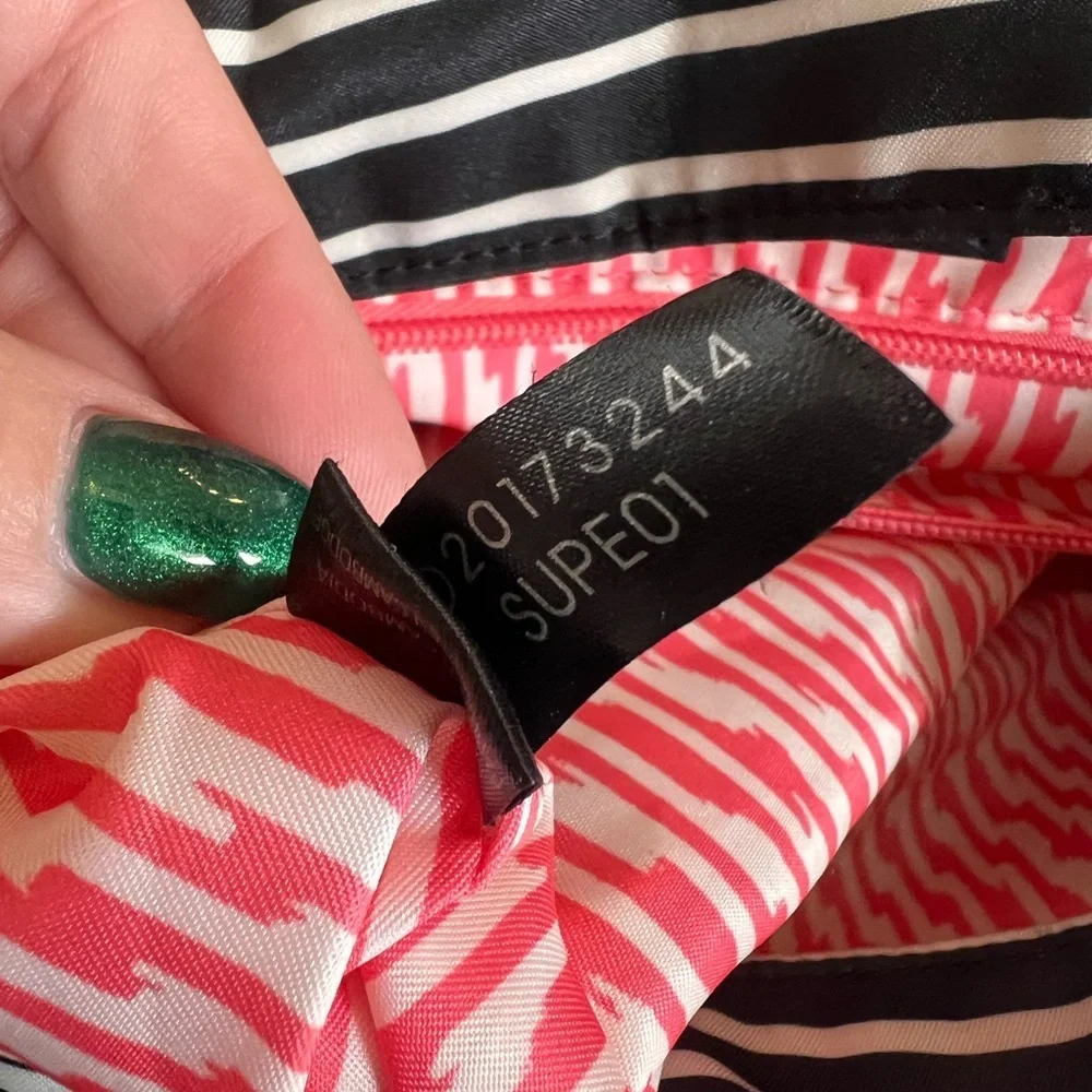 Stella & Dot Black & White Stripe Convertible Backpack Tote | Vegan Leather